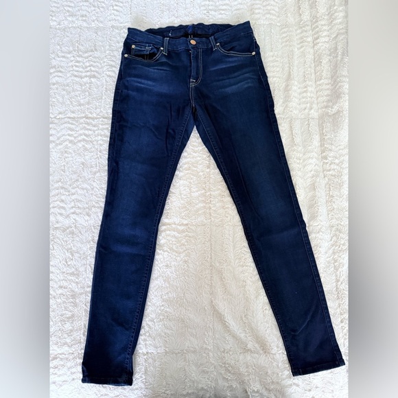 7 For All Mankind Deep Indigo Skinny Jeans - Picture 1 of 5
